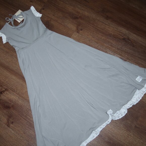 NWT Girls Well Dressed Wolf Day In May Soft Gray Long Maxi Dress Knit Lace sz 6 - Picture 3 of 5